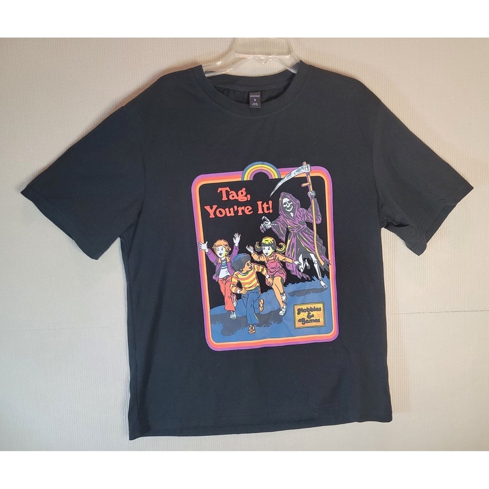 Scary halloween shirt children running colorful skellton small Hobbies Games